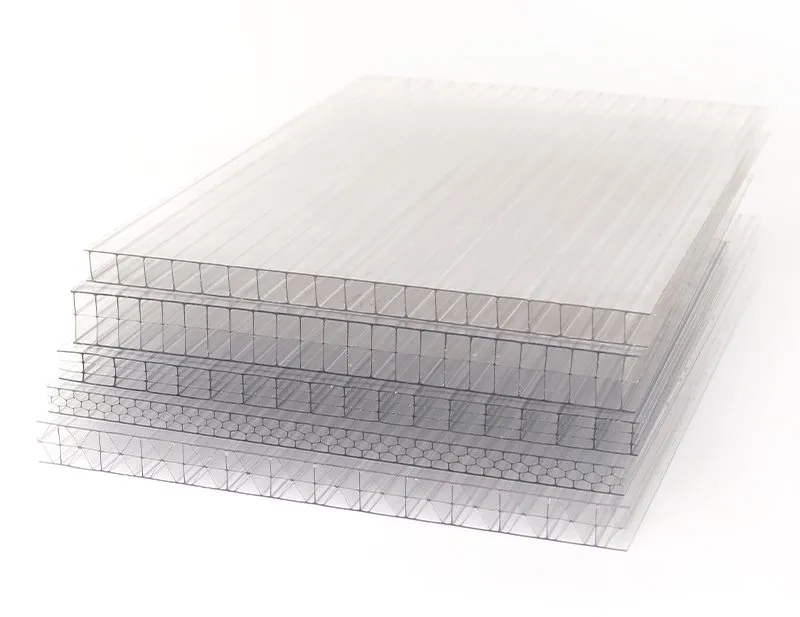Translucent multiwall polycarbonate sheet samples with different rib and cell structures