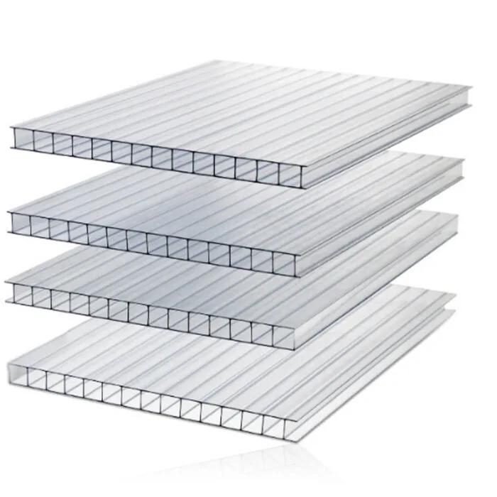 Twin-wall polycarbonate sheet section showing the internal rib and air chamber